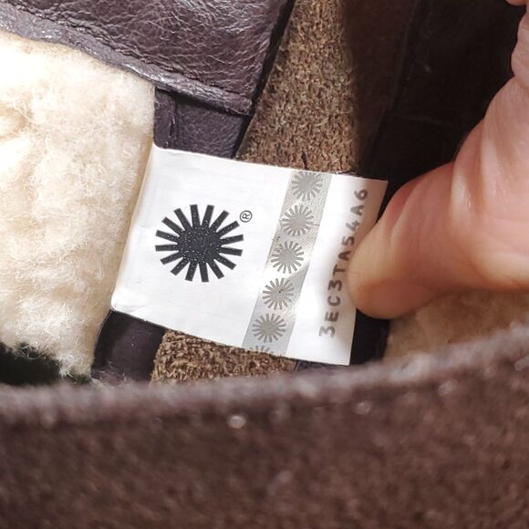 Ugg Lorna Boots Brown Women's Sz 8 Waterproof Biker Bootie Leather Riding-Snow - Picture 10 of 13